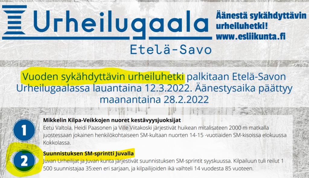 Äänestä sykähdyttävin urheiluhetki 28.2.2022 mennessä!